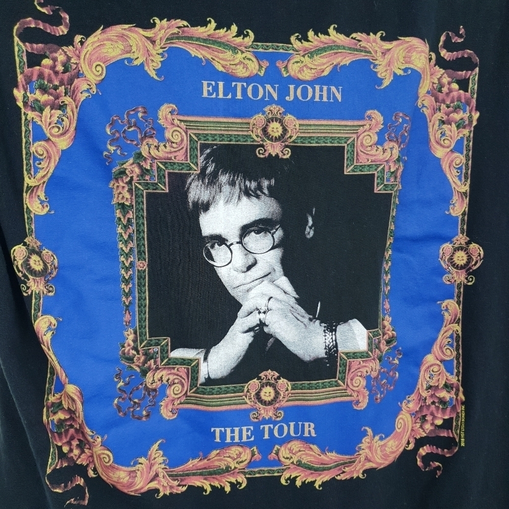 Zara Elton John The Tour World 1992-1993 Black T Shirt Women's Small Band Tee - Picture 3 of 6